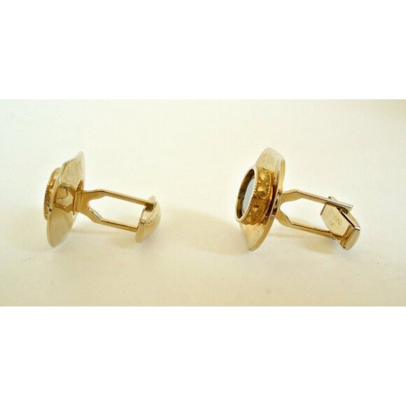 Vintage  Cuff Links Mid Century Alaskan Diamond Hermatite Goldtone 1950's - Picture 2 of 5